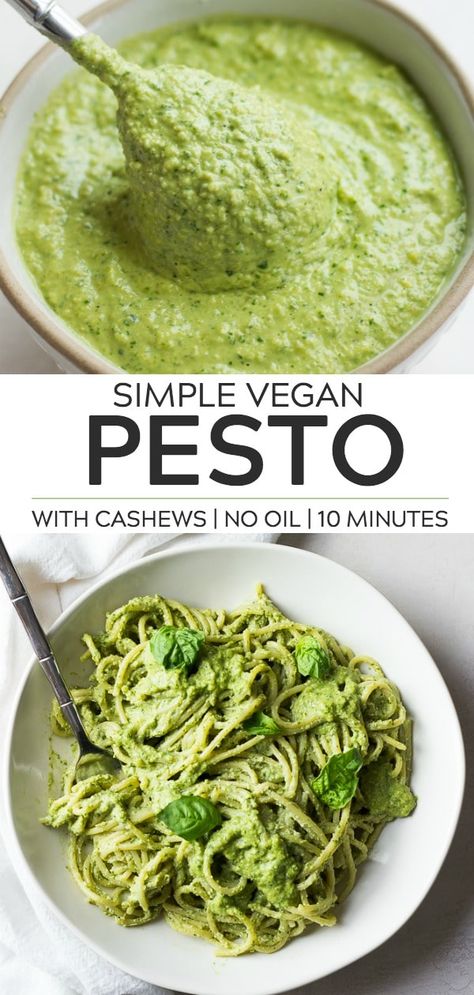 Easy Vegan Pesto, Vegan Pesto Recipe, Resep Pasta, Plat Vegan, Vegan Pesto, Vegan Sauces, Resep Diet, Pesto Recipe, Raw Vegan Recipes