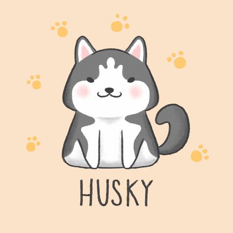 Siberian husky dog cartoon hand drawn style Cute Dog Drawing Easy, Husky Cartoon, Husky Wallpaper, Dog Drawing Easy, Cartoon Husky, Husky Drawing, Cute Hippo, Siberian Husky Dog, Dog Cartoon