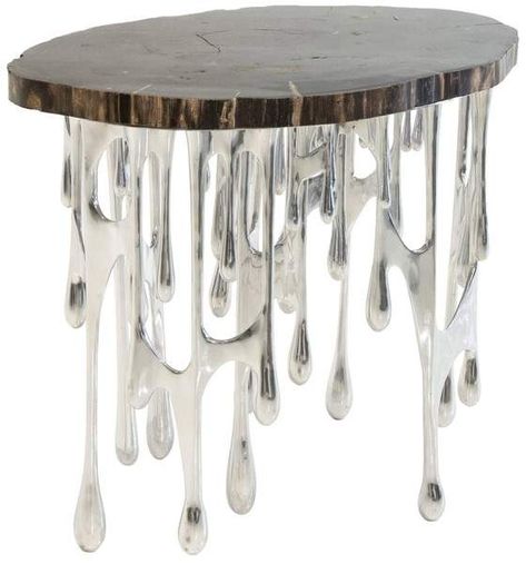 The amazing John Brevard Dripping Table.     Luxury Home | Luxury Furniture | designer furniture #homelifestle #luxury Conceptual Furniture, Metal Cocktail Table, Antique Coffee Tables, Luxury Furniture Design, Contemporary Side Tables, Gold Coffee Table, Marble Inlay, Drink Table, Coral Gables