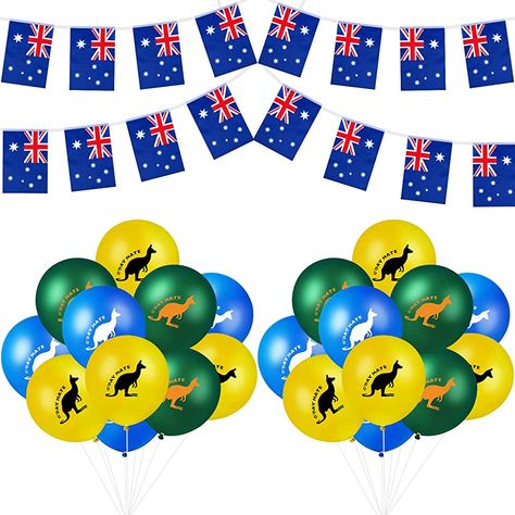 AustralianParty #Australian #PartyDecorations #Party #DecorationsSet, #Decorations #Set,Including #Set, #Including24 #Including #24Pcs #24 #PcsKangaroo #Pcs #KangarooBalloons #Kangaroo #BalloonsAustralia #Balloons #AustraliaDay #Australia #DayBalloons, #Day #Balloons,8 #Balloons, #8meters #8 #metersAustralian #meters #AustralianFlags #Australian #FlagsBun... #Flags #Bun... Australian Party, Australia Day Celebrations, Australia Party, Australian Flags, Balloon Ribbon, Grey Ribbon, Australia Day, Birthday Party Decoration, Flag Banner