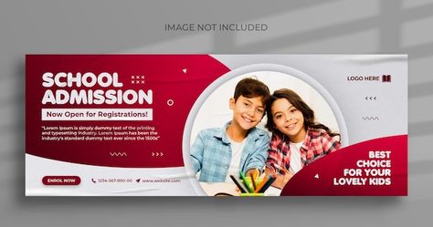 School admission social media web banner... | Premium Psd #Freepik #psd #flyer Facebook Cover Photo Design, Cover Photo Design, Facebook Cover Photo, Film Posters Art, Fashion Banner, Psd Flyer, Facebook Banner, School Admissions, Facebook Timeline Covers