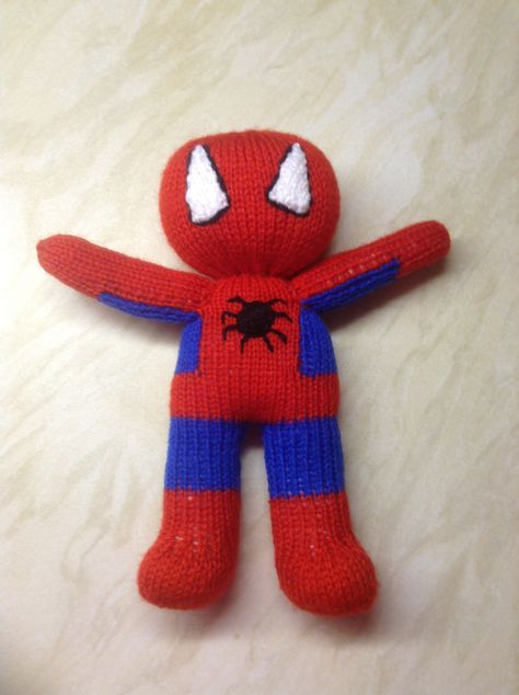 Spiderman Knitting Pattern, Spider Man Knitting Patterns, Spiderman Knitting Pattern Free, Knitted Spiderman Pattern, Crochet Spider Man Eyes Pattern, Crochet Spiderman Plush, Hanging Spider-man Crochet, Captain America Toys, Teddy Bear Knitting Pattern