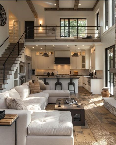 Beige Walls Black Windows, Loft Vibes, Asma Kat, Loft House Design, House Floor Design, Texas House, Modern Ideas, تصميم للمنزل العصري, Loft House