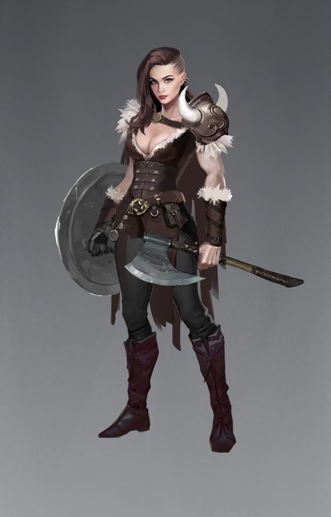 Viking Character, Female Armor, Dungeons And Dragons Characters, Warrior Girl, Fantasy Warrior, Fantasy Rpg, Female Character Design, Illustration Character Design, Dnd Characters