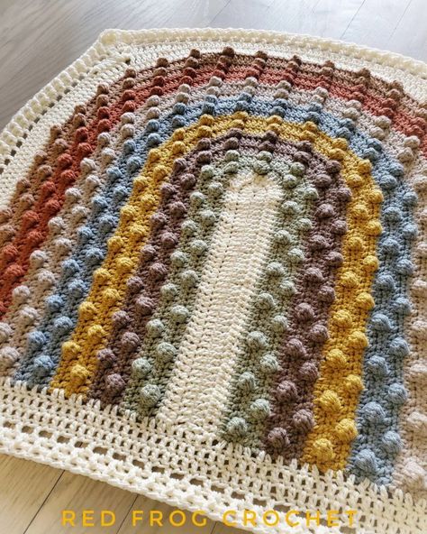 Bobble Baby Blanket Crochet Pattern, Bobble Crochet Baby Blanket Free Pattern, Rainbow Crochet Blanket Patterns, Rainbow Ripple Baby Blanket, Crochet Rainbow Rug Pattern Free, Rainbow Baby Blanket Crochet Free Pattern, Crochet Baby Blanket Free Pattern Bobble, Boho Baby Boy Crochet Blanket, Free Baby Blankets