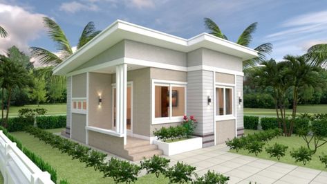 House Design Plans 7×7 With 2 Bedrooms Case A Un Piano, Two Bedroom House Design, Small Luxury Homes, 2 Bedroom House Design, Small Cottage Designs, Small Home Plan, Backyard Cottage, Small House Layout, Two Bedroom House