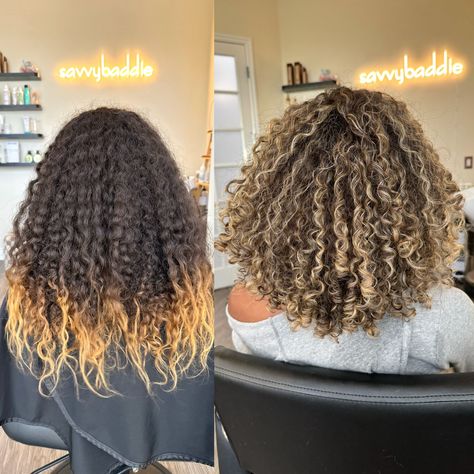 Sometimes letting it go is WORTH IT — I would have not taken her this blonde if she didn’t want to cut 🫡 Balayage Hair Curly Blonde, Curly Hair With Highlights Blonde, Blonde Balayage Curly, Blonde Balayage Curly Hair, Blonde Balayage Curly Hair Natural, Blonde Curly Hair Natural, Balayage Curly Hair, 3a Curly Hair, Blonde Highlights Curly Hair