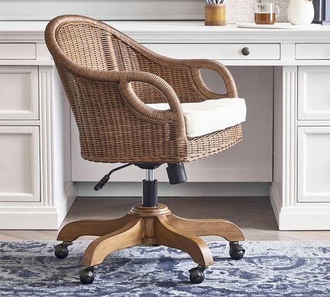 Rattan Office, Black Leather Office Chair, Beige Desks, Desk Chair Cushion, Boho Office, Swivel Chair Desk, Best Office Chair, Small Accent Chairs, Stylish Desk