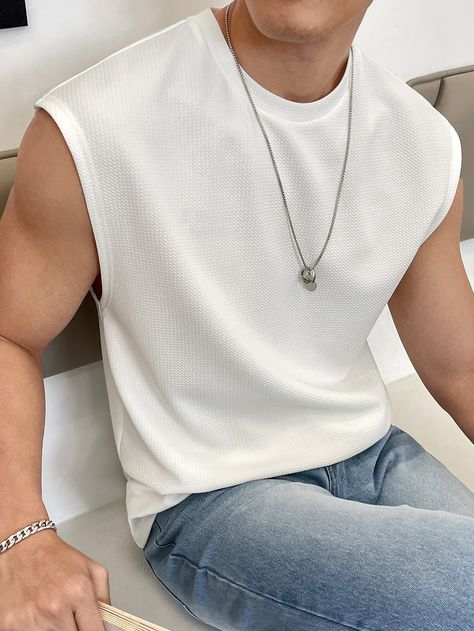 Sleeveless Outfit Men, White Tank Top Men, Men Tank Top Outfit, Tank Top Outfits Men, Fitness Tank Top, Cheap Tank Tops, Solid Tank Tops, Sleeveless Outfit, Tank Top Outfits