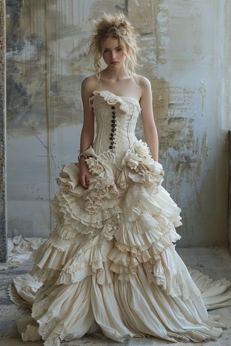 White Gothic Wedding Dress, White Gothic Wedding, Fem Clothing, Mcqueen Couture, Antique Dress Form, White Gothic, Vintage Wedding Dresses, Gothic Wedding Dress, Wedding Veils Lace