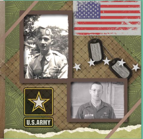 Army Scrapbook Layouts, Military Scrapbook Ideas, Couple Scrapbook Ideas, Military Scrapbook Layouts, Military Scrapbook, Old Family Pictures, Couple Scrapbook, Scrapbook Planning, Heritage Scrapbooking