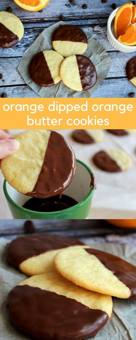 Chocolate Dipped Orange Butter Cookie Recipe that melts in your mouth! #cookies #CookieRecipe #foodgift Orange Butter Cookies, Orange Butter, Butter Cookie Recipe, Butter Cookies Recipe, Butter Cookie, C Is For Cookie, Recipes Cookies, Recipes Christmas, Cookie Exchange