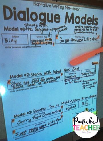 Displaying dialogue models will help your students incorporate dialogue into their narratives! Dialogue Mini Lesson, Teaching Dialogue, Punctuating Dialogue, Curriculum Developer, Fourth Grade Writing, 5th Grade Writing, Reading Curriculum, Writing Anchor Charts, 4th Grade Writing