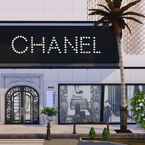 CHANEL Store | Patreon Sims 4 Retail Store Cc Patreon, Sims 4 Retail Store Build, Sims 4 Retail Cc, Sims 4 Retail Store, Sims 4 Store Cc, Luxury Retail Store, Chanel Sign, Dior Store, Lotes The Sims 4