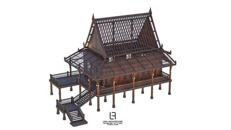 Khmer House Design, Cambodia Architecture, Malay House, Khmer House, Modern Traditional House, Khmer Architecture, Stilt Houses, Cornice Design, Concept Models Architecture