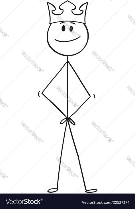 Stickman Tattoo, Man With Crown, King Doodle, King With Crown, Stick Men Drawings, Crown Vector, King Drawing, Funny Stick Figures, Stick Drawings