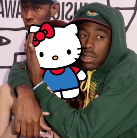 Tyler And Hello Kitty, Tyler The Creator Pfp Hello Kitty, Tyler The Creator Animal Crossing, Tyler The Creator Hello Kitty, Hug Meme, Pfp Photos, Irl Pfps, Tyler The Creator Wallpaper, Mf Doom