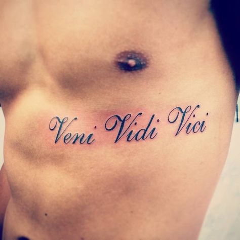 Chest Tattoo Script, Calligraphy Tattoo Ideas, To Do Tattoo, Veni Vidi Vici Tattoo, How To Do Tattoos, Tattoo Writing Styles, Do Tattoo, Tattoo Calligraphy, Phönix Tattoo