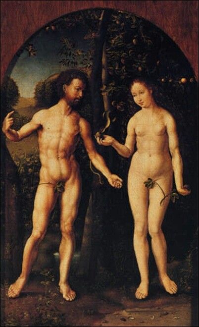 Adam et Eve vus par d’autres artistes…  L’histoire d’Adam et Eve se situe dans le récit de la création et occupe les premiers chapitres du livre de la Genèse. Les différentes représentations de ce thème sont la création d’Adam, Adam placé au paradis, la création d’Eve, la Chute, Jugement et condamnation, Adam et Eve chassés du paradis, Après le départ du paradis. Mais c’est la chute qui est surabondamment représentée car chargée de symbolisme.Jan Mabuse Gossaert, Adam et Eve Classical Period Art, Jan Gossaert, Lucas Cranach, The Falling Man, Female Tattoos, Classical Period, Albrecht Dürer, Religious Painting, Drawing Faces