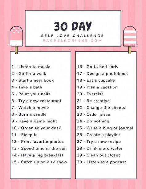 Join the 30 Day Self Care Challenge! Care for yourself and have fun - all at the same time! Besides, it's all the things you're wanting to do, anyway. 30 Day Self Love Challenge, Self Love Challenge, Tenk Positivt, Happiness Challenge, Vie Motivation, Love Challenge, Health Challenge, 30 Day Challenge, Self Care Activities