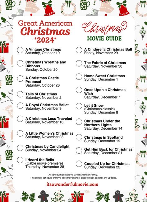 Christmas Movie List 2024, Family Movie List, 2024 Printable, Christmas Movies List, Movie Lists, Family Christmas Movies, Royal Christmas, Movie Guide, Hallmark Movies