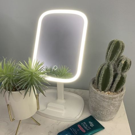 Makeup Mirror Small, Mirror For Makeup Table, Makeup Mirror Desk, Light Up Table Mirror, Aesthetic Mirror With Lights, Small Mirror For Desk, Makeup Light Mirror, Portable Makeup Mirror, Led Mirror Aesthetic