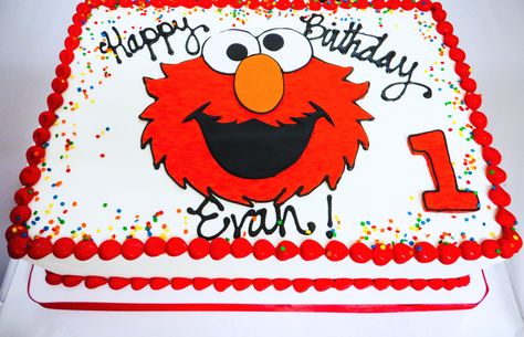 Elmo Sheet Cake #SweetEs #bakeshop #elmo #firstbirthday #cake #sheetcake #sesamestreet Elmo Sheet Cake, Sesame Street Sheet Cake, 1st Birthday Foods, Elmo Birthday Cake, Elmo First Birthday, Elmo Cake, Dinosaur Birthday Cakes, Elmo Birthday Party, Sesame Street Birthday Party