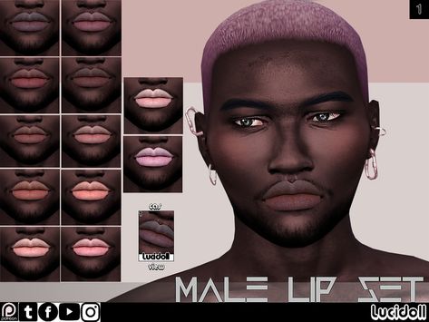 Male Lips, Sims 4 Male, Cherry Lipstick, Holographic Lips, Berry Lipstick, Sims 4 Cc Makeup, Sims4 Clothes, Sims 4 Collections, Lip Set