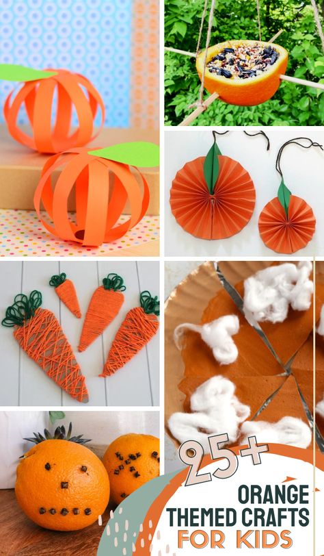 Are you looking for fun Orange Crafts for Kids? Check out this list of crafts that use orange and teach about the color orange! #orangecrafts #preschoolcrafts #easycrafts #3boysandadog Orange Art For Preschoolers, Orange Diy Crafts, Preschool Orange Crafts, Orange Craft Preschool, Orange Toddler Activities, Orange Activity For Preschool, Orange Color Crafts Preschool, Orange Color Activity, The Color Orange Activities For Toddlers