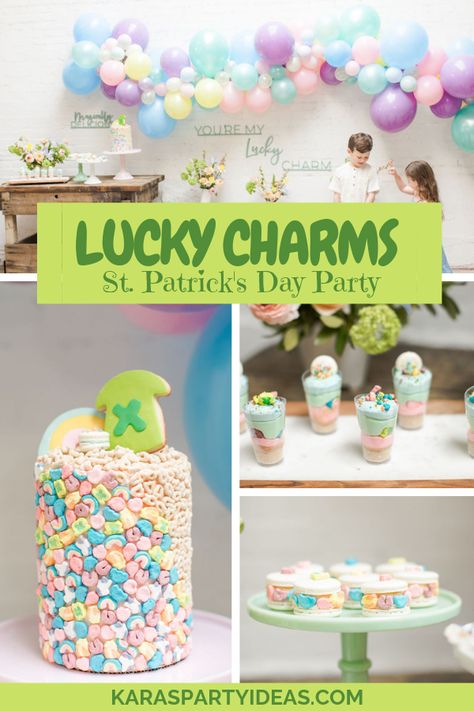 Kara's Party Ideas Lucky Charms St. Patrick's Day Party | Kara's Party Ideas St Pattys Day 1st Birthday Party, 3rd Times A Charm Birthday Theme, Lucky 7 Birthday Theme Boy, At Patrick’s Day Birthday Party, St Patrick Birthday Cake, At Patrick’s Day Birthday, Saint Patrick’s Day First Birthday, Lucky One Party, St Patrick Day Birthday Party