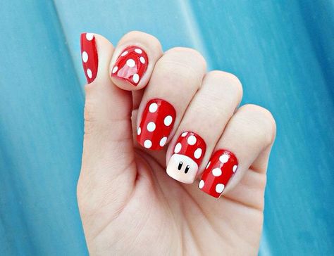 Mario Nail Art, Mario Nails, Nautical Nail Designs, Daisy Nail Art, Bright Nail Art, Kutek Disney, Daisy Nails, Happy Nails, Nail Art Designs Summer