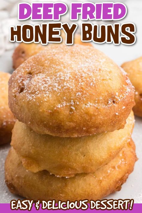 Deep Fried Honey Buns, Fried Honey Buns, Deep Fried Twinkies, Carnival Foods, Fair Recipes, Deep Fried Recipes, Fried Recipes, State Fair Food, Healthy Bread Recipes