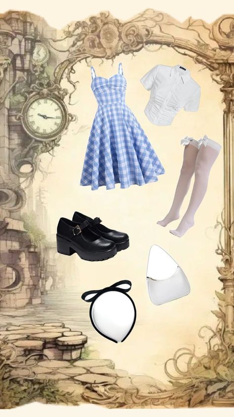 Alice In Wonderland Clothing Aesthetic, Alice Inspired Outfits, Tim Burton Inspired Outfits, Alice In Wonderland Aesthetic Outfit, Alice In Wonderland Outfit Ideas, Alice In Wonderland Inspired Outfits, Alice In Wonderland Outfit, Wonderland Clothes, Fair Outfit