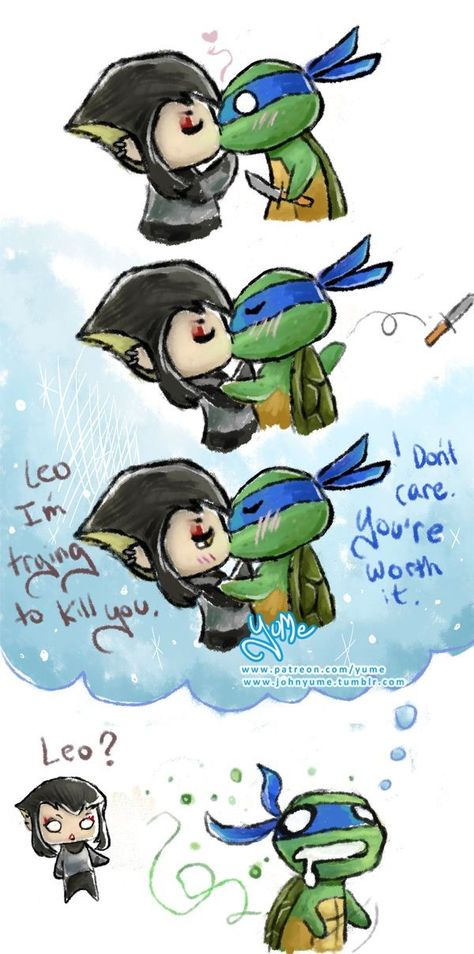 Tmnt Leo X Karai, Leo X Karai, Tmnt Splinter, Ninja Turtle Drawing, Tmnt Leo, Leonardo Tmnt, Be Silly, The Turtles, Tmnt Art