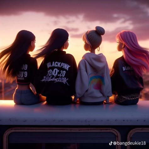 Blackpink As Anime, Anime Blackpink Wallpaper, Blackpink As Anime Characters, Black Pink Cartoon Wallpaper, Blackpink Fan Art Wallpaper, Blackpink Square Up, Best Friend Pictures Tumblr, Blink Book, 17 Kpop