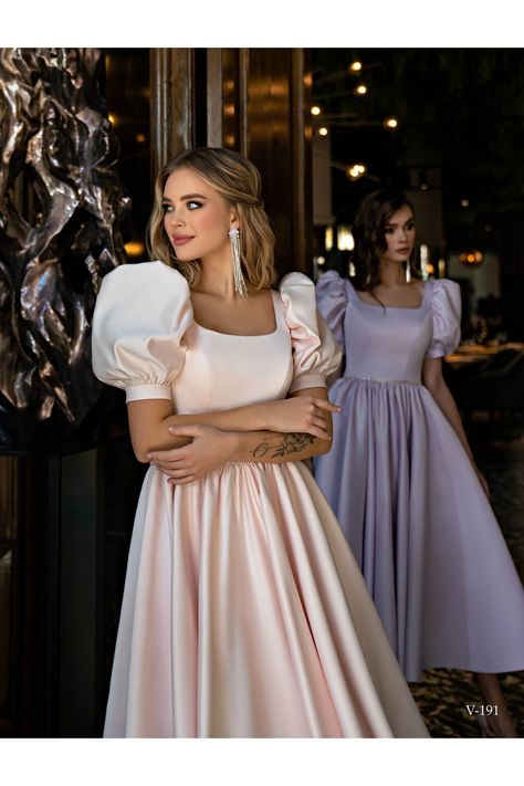 EmaBride V-191 https://www.marelliexclusive.boutique/products/emabride-v-191 Party Dress Inspiration, Puff Sleeve Gown, Dress With Corset, Bridal Shower Outfit, Tea Party Dress, Puff Dress, Bridal Shower Dress, Tea Length Dresses, Bridesmaid Gown