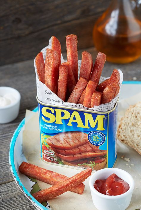 Recipes Using Spam, Spam Fries Recipe, Spam Dishes, Spam Fritters, Spam Fries, Spam Recipes Dinners, Spam Can, Spam Recipes, Filipino Breakfast