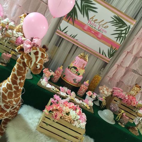 Safari theme baby shower  Baby Shower Party Ideas | Photo 1 of 12 Jungle Theme Baby Shower Ideas Girl, Safari Theme Baby Shower Ideas Girl, Girl Jungle Baby Shower Theme, Girl Safari Baby Shower Ideas, Pink Safari Baby Shower Ideas, Pink Safari Baby Shower, Baby Shower Jungle Theme, Safari Baby Shower Girl, Safari Theme Baby Shower