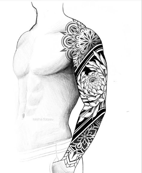 Mandala Sleeve Tattoo Design Men, Arm Sleves Tattoo Design, Full Arm Tattoo Men Sleeve Ideas, Tattoo Designs Full Sleeve, Geometric Sleeve Tattoos Mens Arm, Mandala Sleeve Tattoo Design, Geometric Mandala Tattoo Design Men, Geometric Tattoo Design Men, Blackwork Tattoo Men