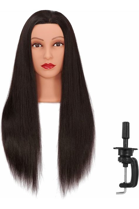 Headfix 26&#34;-28&#34; Long Hair Mannequin Head Stnthetic Fiber Hair Hairdresser Practice Styling Training Head Cosmetology Manikin Doll Head With Clamp Stand (6F1919LB0220) Mannequin Head Stand, Hairdressing Training, Hair Mannequin, Head Stand, Mannequin Head, Mannequin Heads, Hairstyles Ideas, Doll Head, Cosmetology