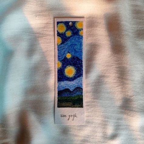 Starry Night Bookmark, Handmade Bookmarks Diy, Bookmark Ideas, Drawing Cartoon Faces, Book Maker, Creative Bookmarks, Mandala Art Therapy, Watercolor Bookmarks, Diy Bookmarks