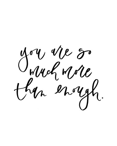 A note to creatives, boss ladies, business owners, ladies who question this too much: You are enough. You are so much more than | Hand Lettering, Hand Lettered, Brush Lettering by Artist, Lauren Heim. | www.laurenheim.com Brush Lettering Tutorial, Brush Lettering Worksheet, Enough Tattoo, Creative Calligraphy, Inspirerende Quotes, Brush Lettering Quotes, Support Quotes, Boss Ladies, Black & White Quotes