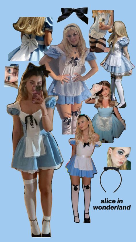 Alice In Wonderland Halloween Costume, Alice In Wonderland Halloween, Alice Halloween, Halloween Costumes Women Scary, Halloween Alice In Wonderland, Alice In Wonderland Makeup, Alice In Wonderland Outfit, Alice Costume, Cute Group Halloween Costumes