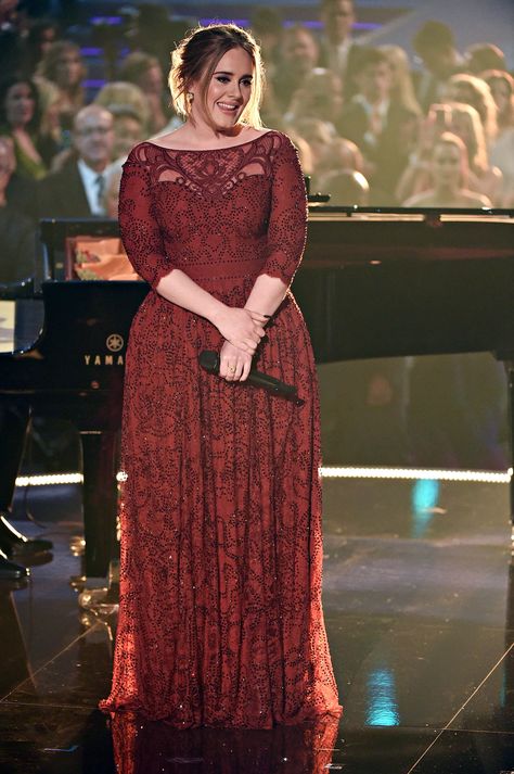 ADELE - ‘All I Ask’ at the 58th Grammy Awards Adele Dresses Style, Adele Style, Grammy Outfits, Plus Size Evening Gown, Adele Dress, Plus Size Gowns, Plus Size Prom, فستان سهرة, Mom Dress