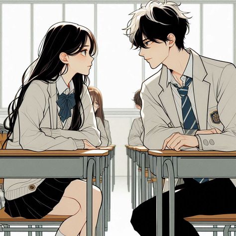 School Webtoon Background, School Couple Drawing, Chibi Couple, Korean Anime, Anime Cupples, Cartoon Edits, Good Anime To Watch, Manga Couple, Kitchen Art Prints