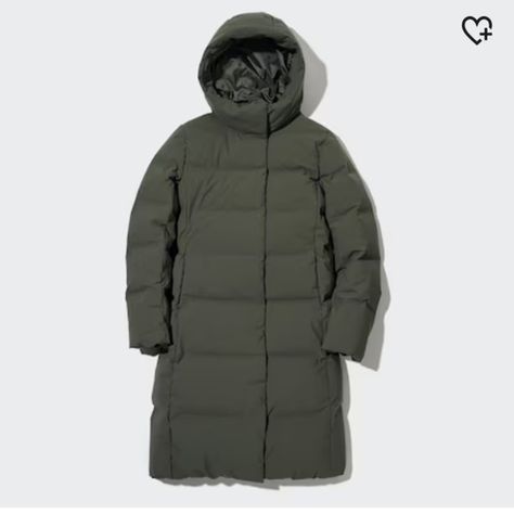 Uniqlo Women’s Seamless Down Jacket Long Down Coat, Uniqlo Women, Green Coat, Women's Coats & Jackets, Look Plus, Look Casual, Down Coat, Casual Look, Sophisticated Style