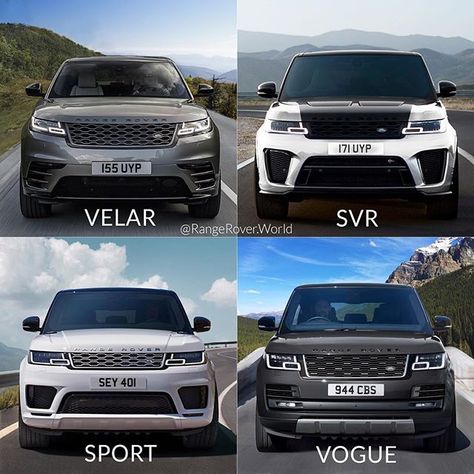 Shades of grey, Choose your favourite model❗️👇 . Velar SVR Sport Vogue . . . . . . . . #rangeroverworld #rangeroversociety #rangeroverusa #rangerovervideos #rangerover #rangeroversport #4x4 #rangeroveruae #rrs #landrover #rangeroversupercharged #rangerovervogue #rangeroverevoque #landroverphotos #velar #rangerovervelar #discovery #picoftheday #Evoque #vogue #svr #carbonfiber #family #grey #tones #autobiography Range Rover Svr, Range Rover Supercharged, Bmw X4, Cars Uk, Jaguar Land Rover, Range Rover Evoque, Yoga Stretches, G Wagon, Top Cars