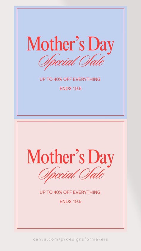 Blue Red Modern Minimalist Sale Mother's Day Instagram Post Mothers Day Instagram Posts, Mothers Day Design Social Media, Mother's Day Promotion, Canva Instagram Post, Mother's Day Banner, Modern Branding Design, Etsy Shop Branding, Etsy Branding, Instagram Canva