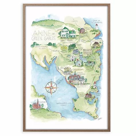 Story Maps - Elizabeth Wade Studio - Narnia Middle Earth Maps Green Gables Aesthetic, Anne Of Green Gables Aesthetic, Anne Of The Green Gables, Neverland Map, Story Maps, Lm Montgomery, Drawing And Watercolor, Middle Earth Map, Watercolor House Portrait