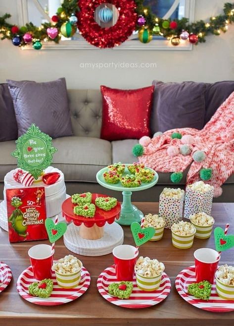 Grinch Movie, Holiday Movie Night, The Grinch Movie, Grinch Christmas Party, Whoville Christmas, Christmas Movie Night, Grinch Party, Grinch Christmas Decorations, Christmas Party Themes